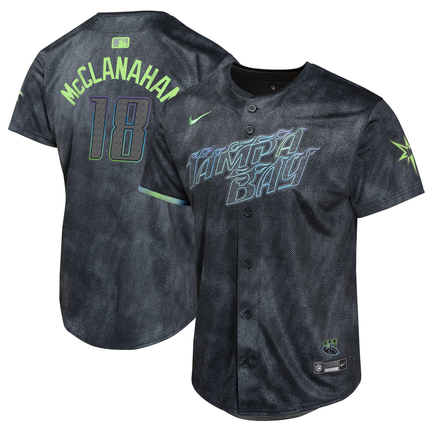 Youth Tampa Bay Rays Shane McClanahan Charcoal 2024 City Connect Player Jersey