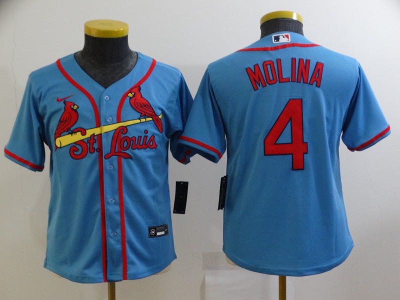 Youth Yadier Molina St. Louis Cardinals Player Light Blue Jersey